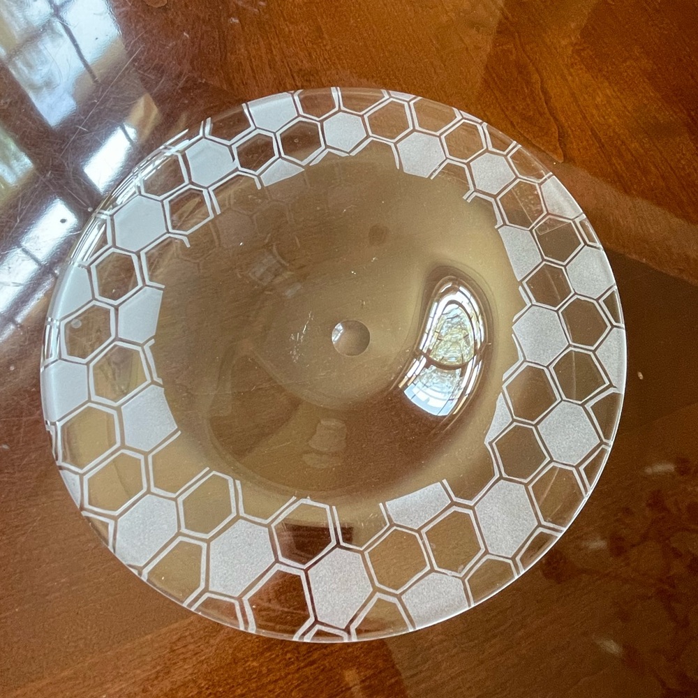 Soccer Moms! Glassroots Handblown Shallow Glass Dish, Geometric Pattern, 12.5”
